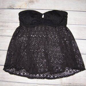 Liz Lange Maternity Black Crochet Swim Top M